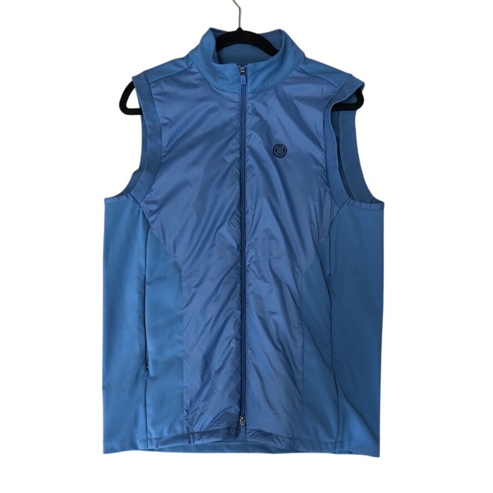 G/FORE Golf Vest Mens Medium Slate Blue Full‎ Zip Mock Neck Hybrid Activewear